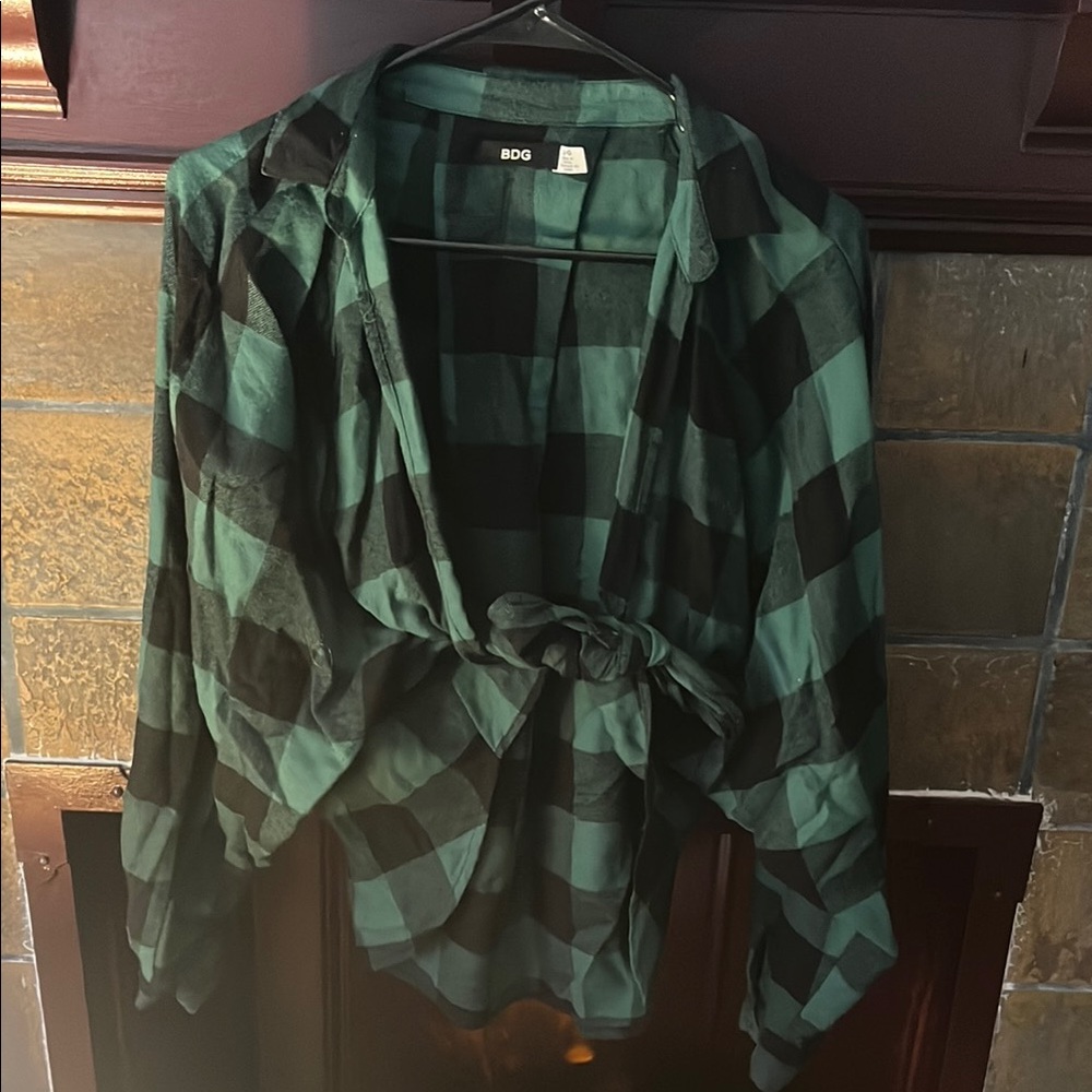BDG Green and Black Plaid Shirt